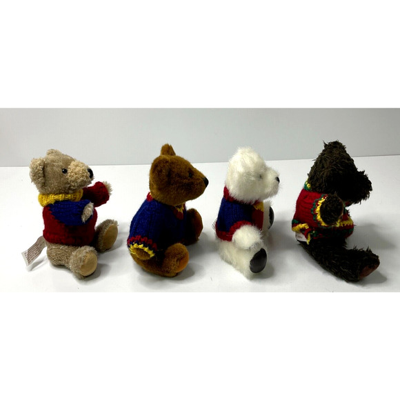 Lot of 4 Vintage Hugfun Int'l Teddy Bear in Sweater Jointed 8" Tall Plush 2000 - Picture 4 of 10